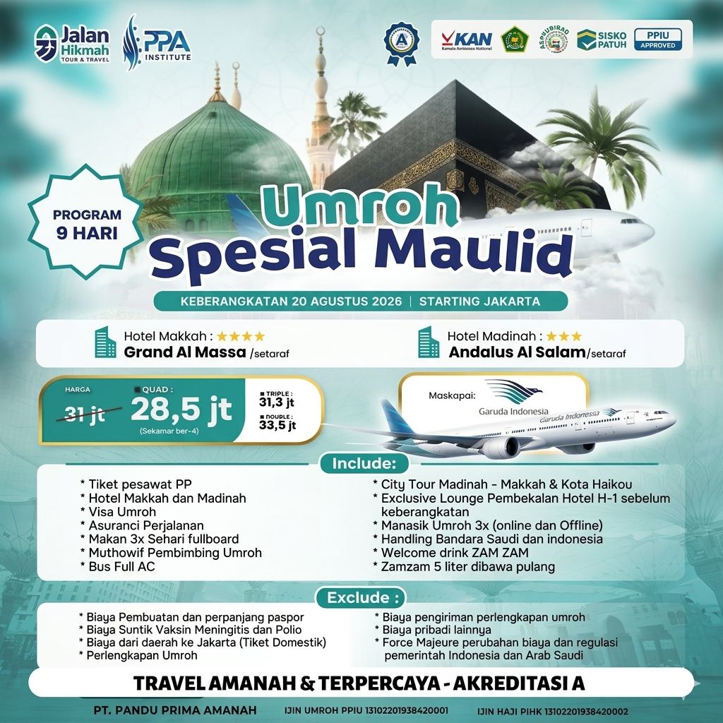Paket DP Umroh Hemat Exclusive Umroh Akbar Reguler Perlengkapan Umroh Haji Plus Kairo
