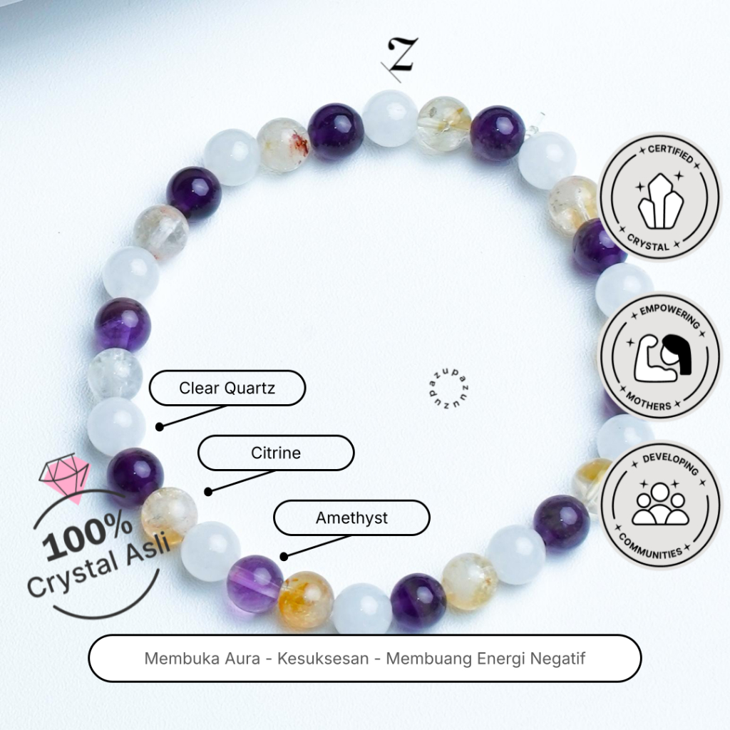 Zupazupazuu Candy Crystal Mix Bracelet - Clear+Citrine+Amethyst