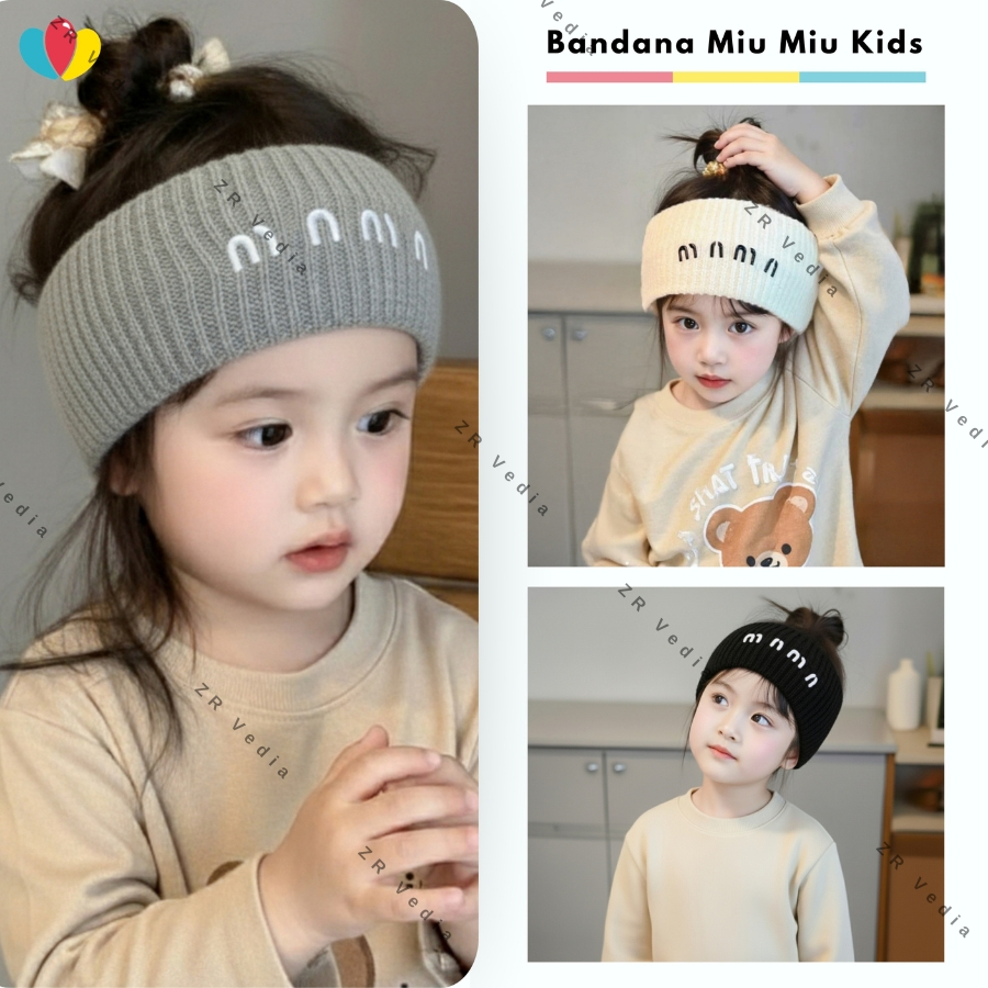 Bandana Miu Miu Anak Perempuan / OOTD Sporty Padel Headband Korea Anak Cewek Bando Tahun OOTD Lucu S