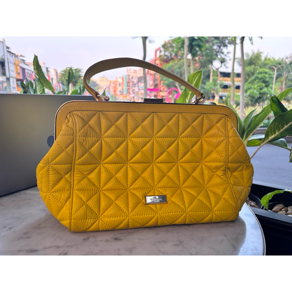 Preloved Kate Spade New York Handbag Wanita Original Tas Selempang Shoulder Bag Kulit Kuning Premium