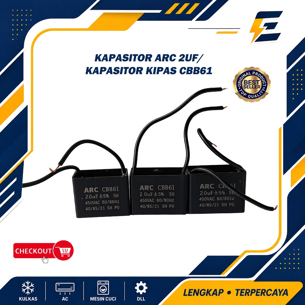 Kapasitor 2uF / Kapasitor Kipas blower/ Kapasitor Kipas Angin