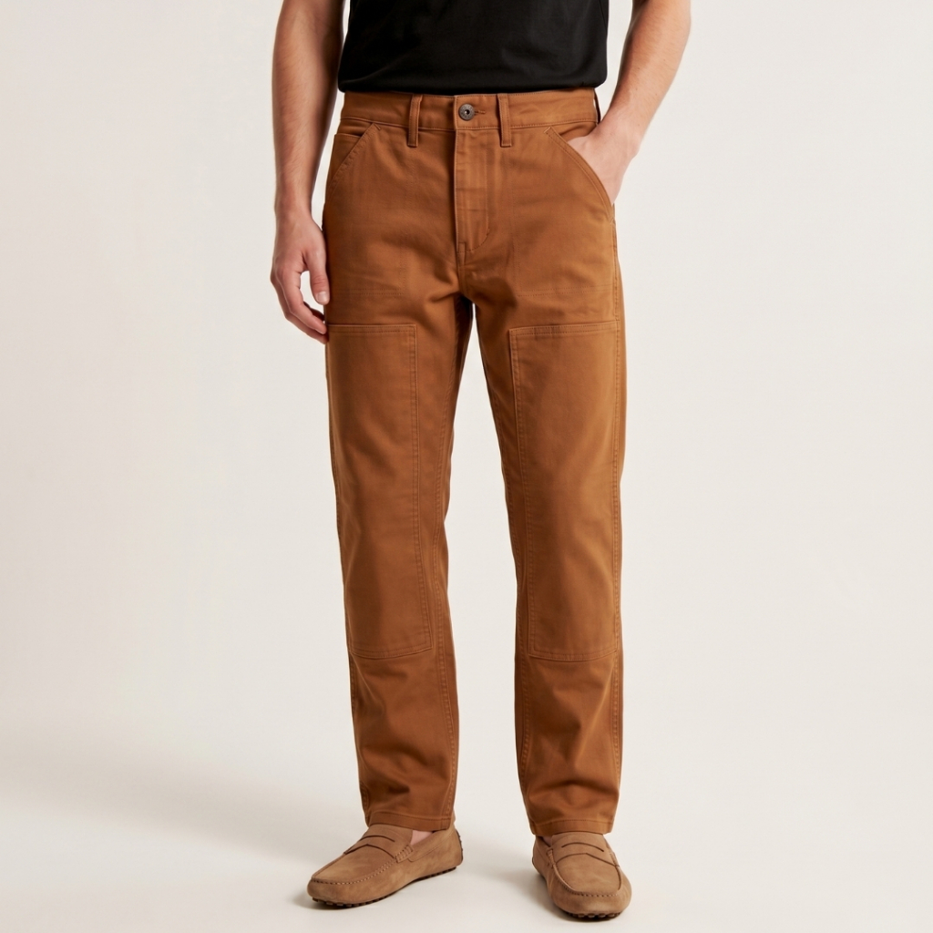 Celana Panjang Kanvas Double knee Workware Slimfit Pria Rei Original