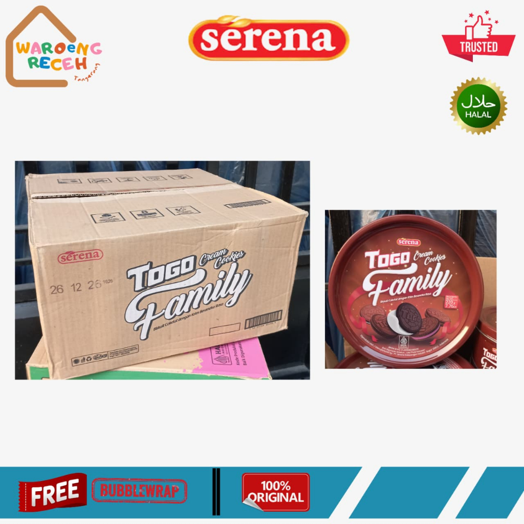 Serena Togo Cream Cookies Family Biskuit Cokelat Krim Beraneka Rasa Kaleng 220 Gr [1 DUS ISI 12 KALE