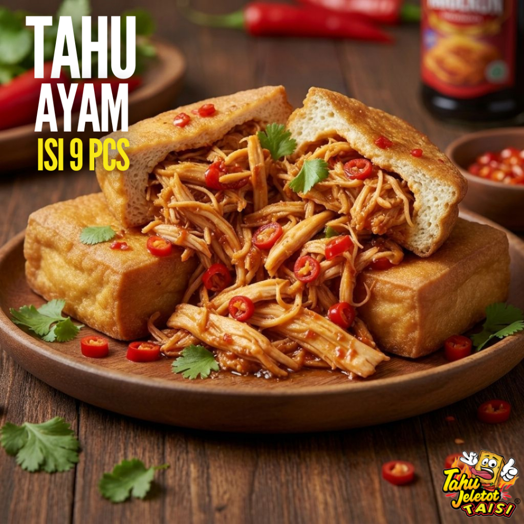 Tahu Isi Ayam Isi 9 Pcs Frozen Food | Tahu Taisi Jeletot Chicken | Tahu Isi Ayam Suwir Pedas