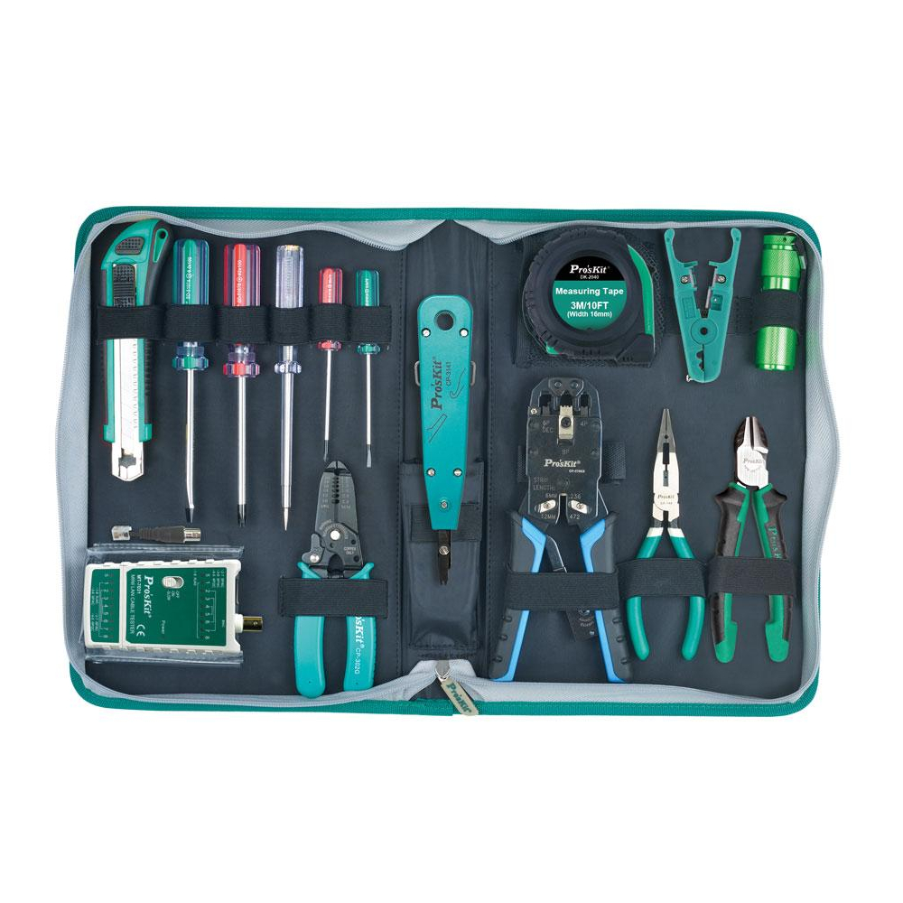 PROSKIT PERALATAN INSTALASI JARINGAN PRO'SKIT PK-4013 15 IN 1 ORIGINAL