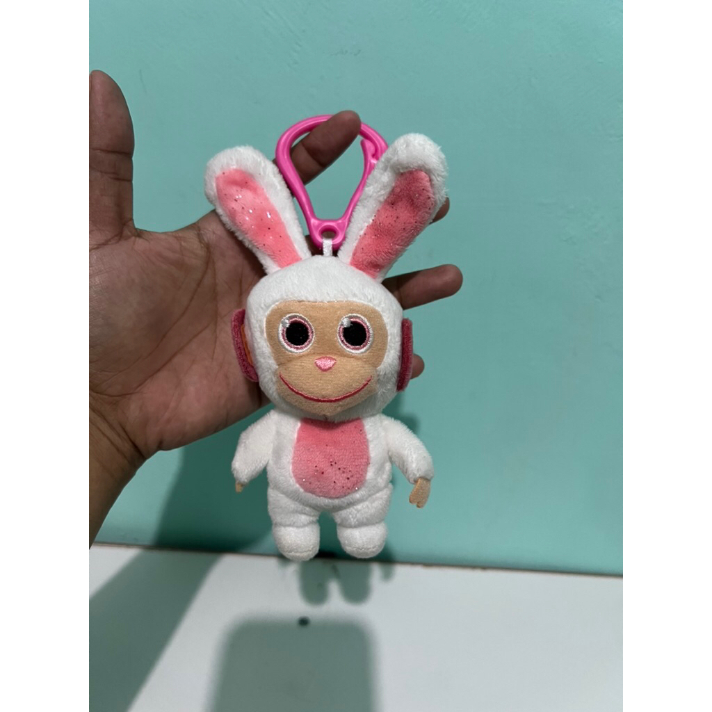 Boneka ganci monyet kostum kelinci gantungan kunci monyet kostum bunny