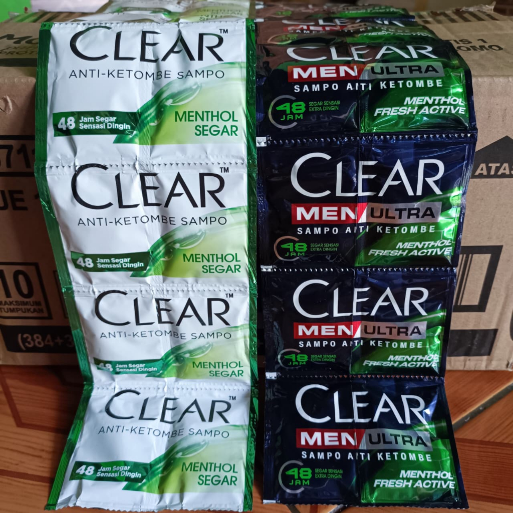 5 Renteng CLEAR Shampoo Sachet Anti Ketombe Original Menthol Segar Clear Men Ultra Isi 120 Sachet