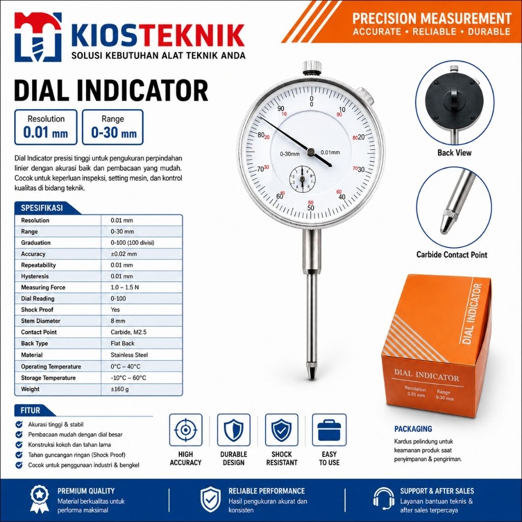 Dial Indicator Guage 0 - 30 MM | Jarum Indikator