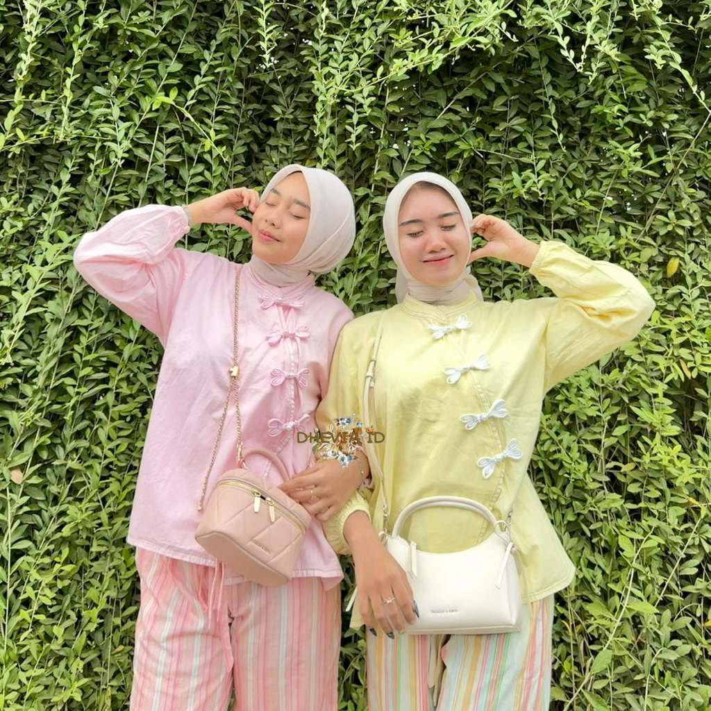 PAMELA BLOUSE CHEONGSAM JACKET JEANS BORDIR TERBARU/ PAMELA BLOUSE KEMEJA WANITA JEANS BORDIR