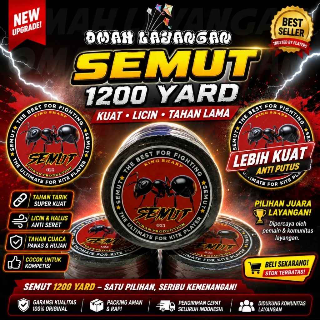 senar benang gelasan layangan 1200 yard SEMUT
