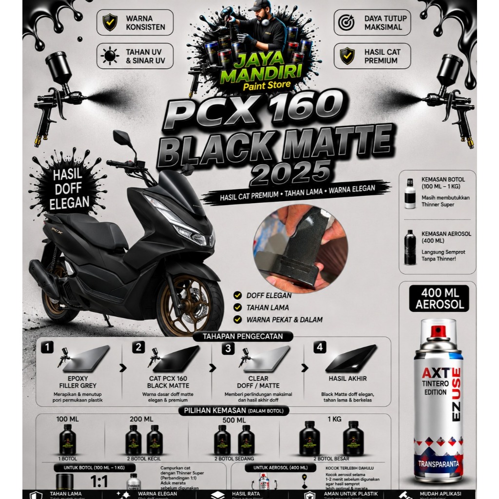 Cat Hitam Doff PCX 160 By Jaya Mandiri Paint