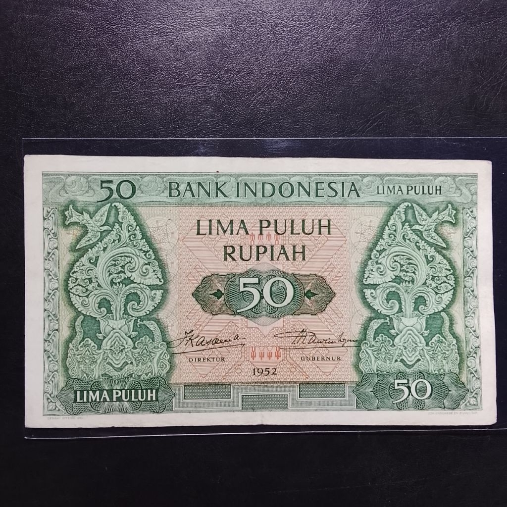 uang kertas 50 rupiah budaya tahun 1952 bekas asli