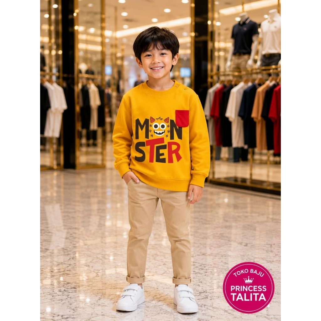 TRILLOON KIDS WEAR - Atasan Baju Kaos Anak Laki Laki Perempuan Lengan Panjang Usia 2 Sampai 10 Tahun