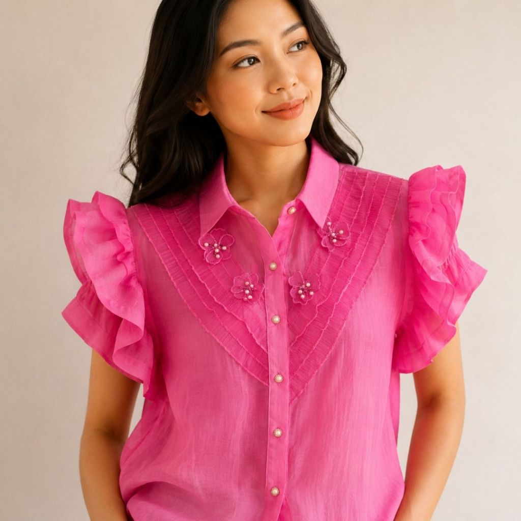 Fuschia Pink Blouse Size M