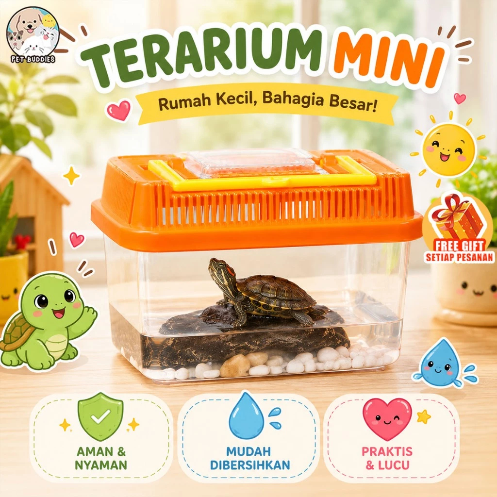 Sweet Terarium No. 2 Kandang Aquarium Mini Ikan Hias Hamster Reptil Kura Kura