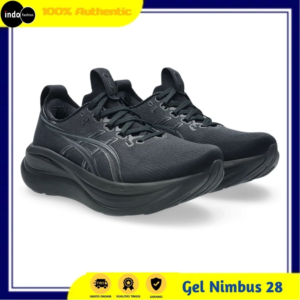 Asics Gel Nimbus 28 Black Sepatu Wanita Women's Original Made In Indonesia