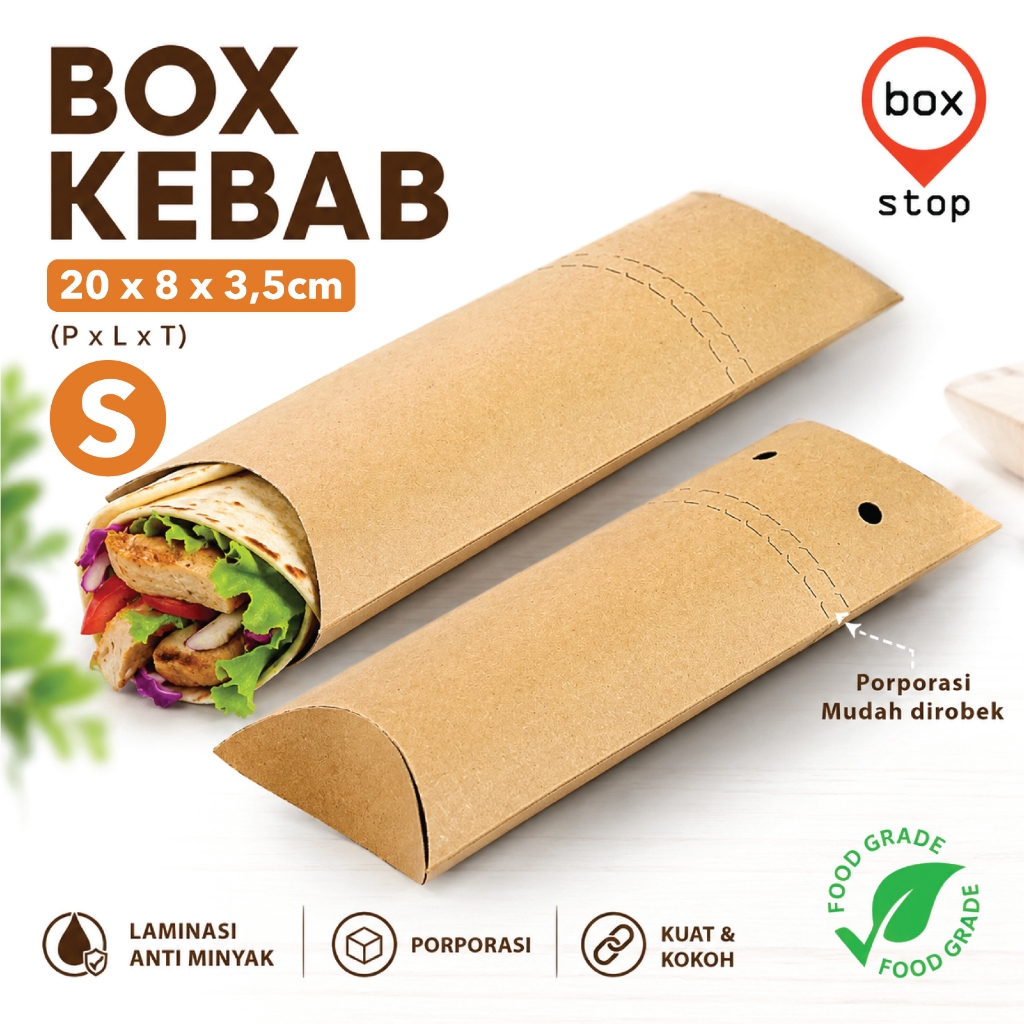 Box Kebab - Dus Kebab - Kotak Kebab  KRAFT COKLAT - S (50 pcs)