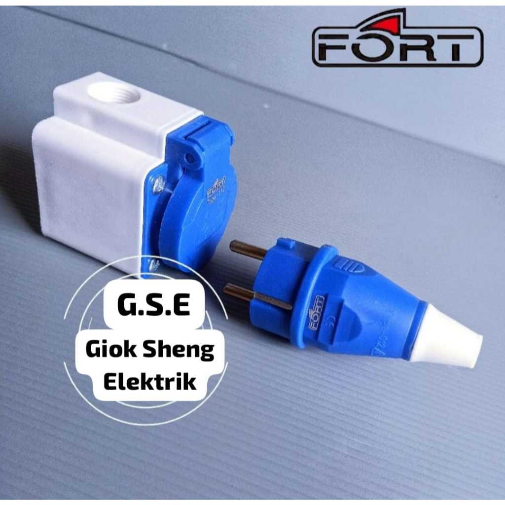 PANEL SOCKET 112 + INDUSTRIAL PLUG 012 IP44 2 POLE 16A 250VAC