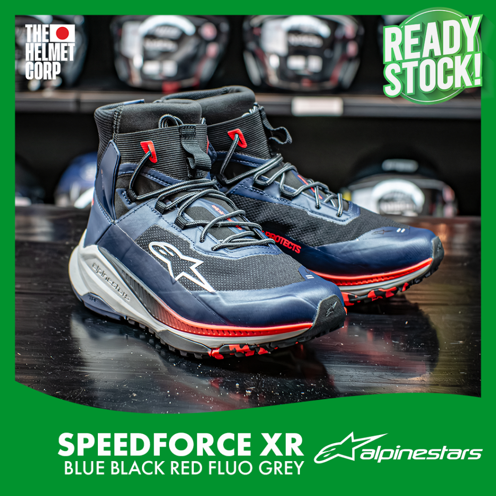 ALPINESTARS SPEEDFORCE XR BLUE BLACK RED FLUO GREY SEPATU RIDING CASUAL RIDING SHOES ALPINESTAR
