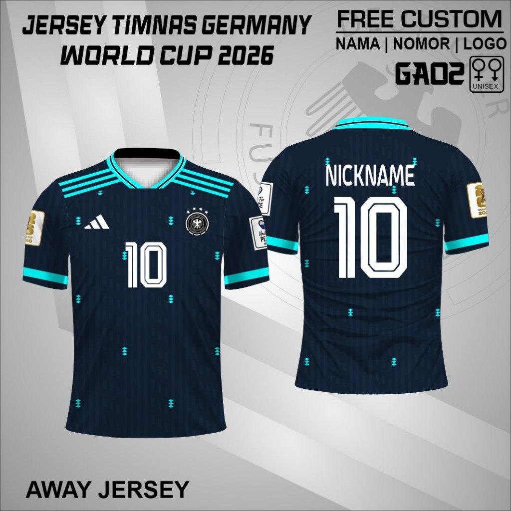 Jersey kaos timnas jerman 2026 home away free custom