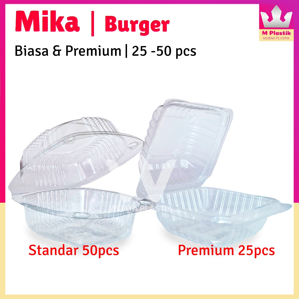 Mika Burger - Premium & Standar - Bening Doff --- 25 50 pcs @Pack | Mulia HB NS salad cup milo shake