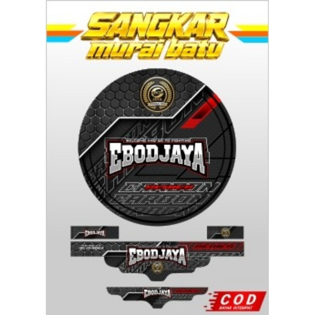 sticker decal sangkar burung murai Ebod jaya no2 motif black carbon
