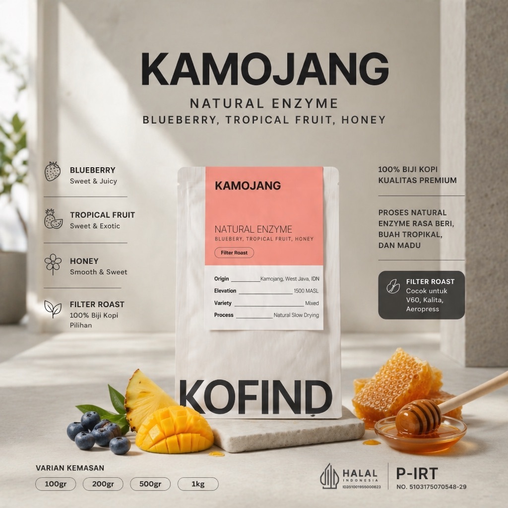 Kopi Arabica Kamojang Natural Enzyme 200gr | KOFIND Specialty Coffee Filter Roast Java - Blueberry H