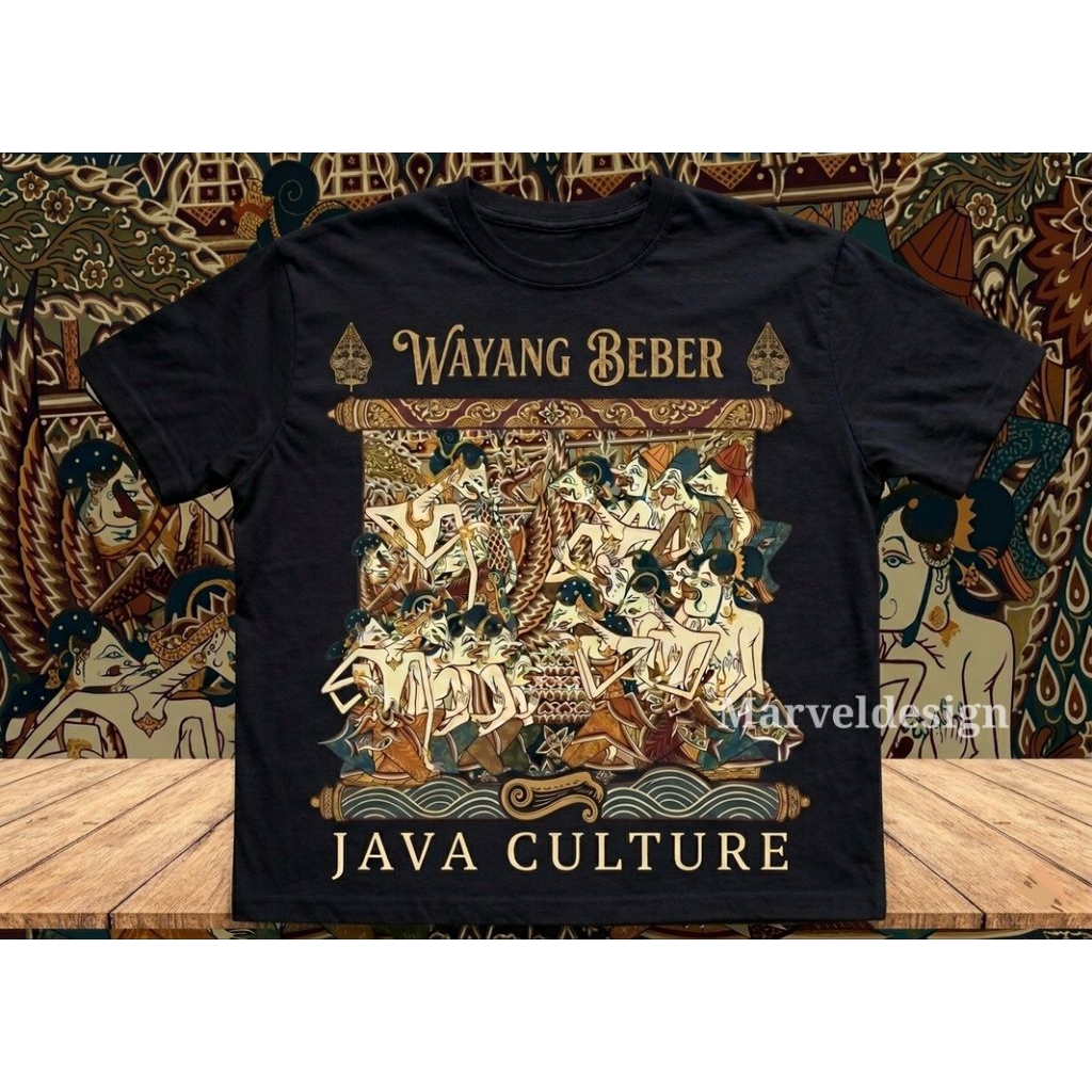 KAOS WAYANG BEBER JAVA CULTURE BUDAYA JAWA KAOS PRIA WANITA COTTON COMBED 24S