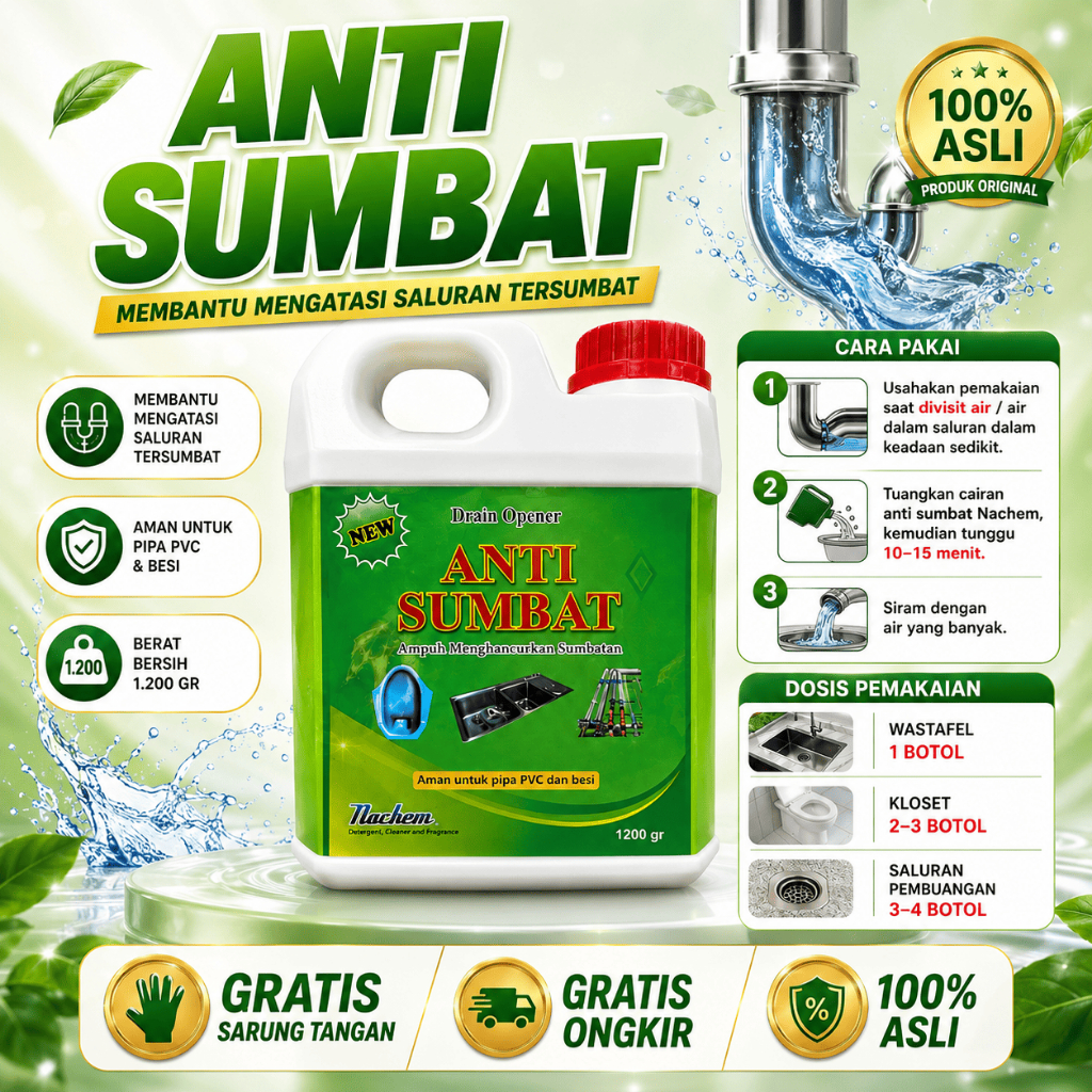 ANTI SUMBAT NACHEM 1200GR Anti Mampet Kamar Mandi WC Closet Saluran Air / ANTI SUMBAT NACHEM 1200GR