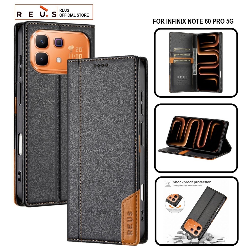 Reus Leather Case Flip Infinix Note 60 Pro 5g Premium Magnet Shockproof Cover - REUS Official Store