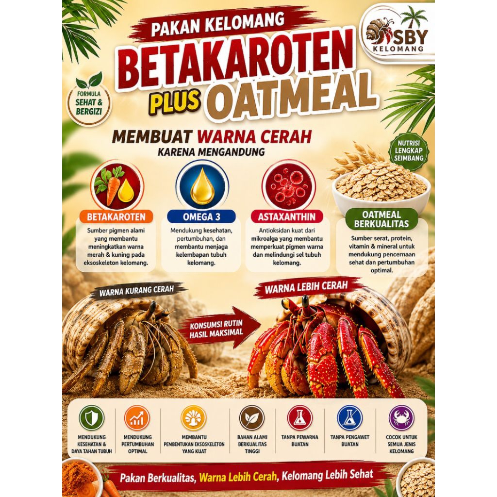 Pakan Premium Kelomang Betakaroten Untuk Meningkatkan Warna  Kelomang
