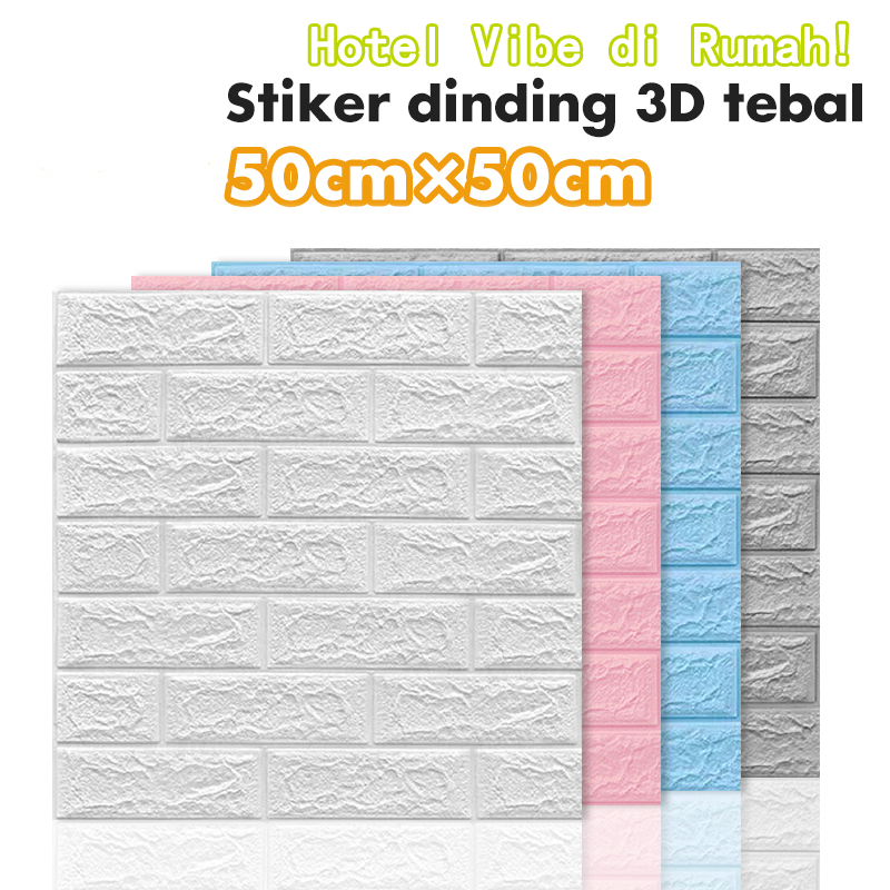 Wallpaper Dinding 3D Foam Batu Bata 50x50cm Perekat Sendiri Anti Air Anti Lembab Kedap Suara Mudah P