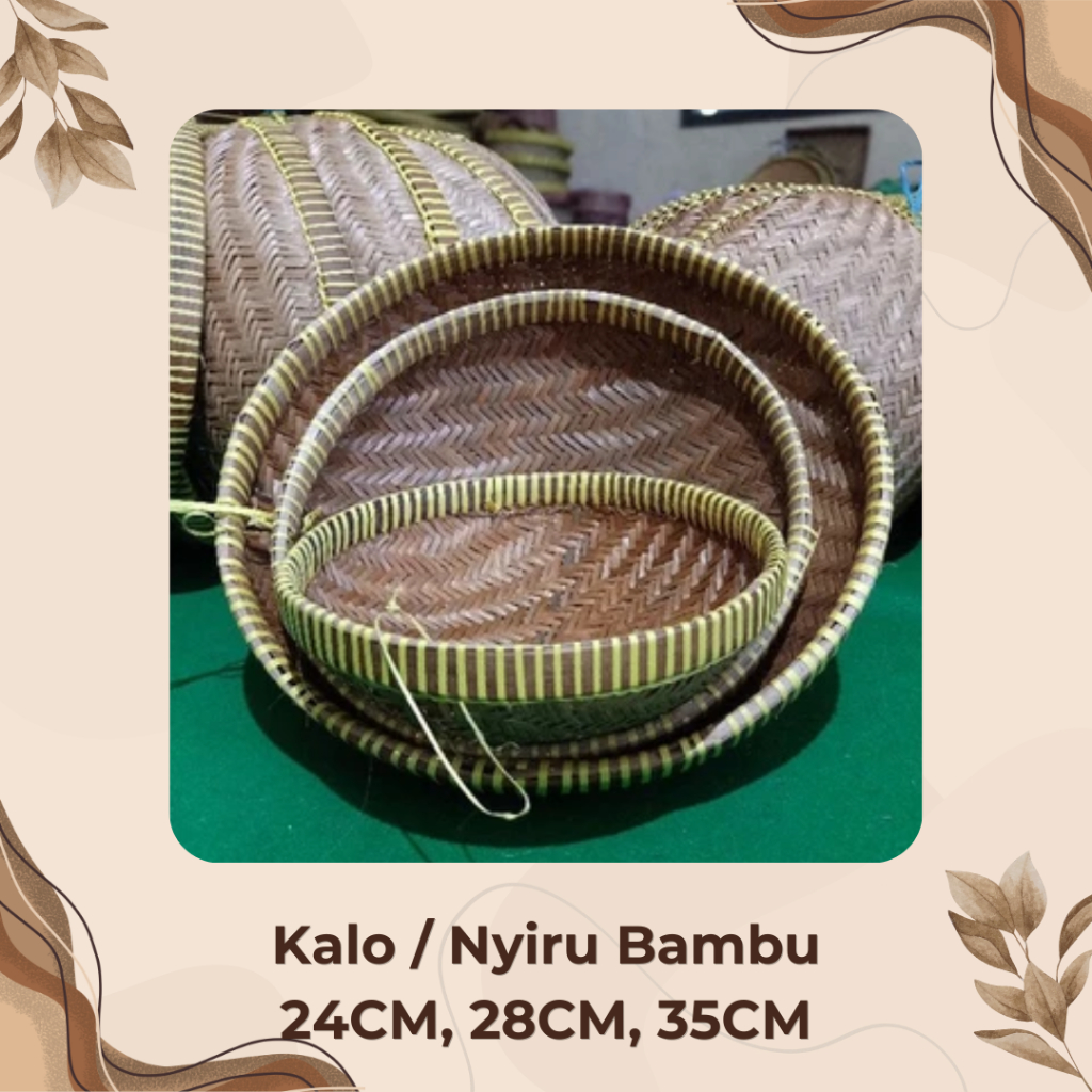 Kalo Nyiru Bambu 24cm 28cm 35cm Saringan Tradisional Anyaman Rapat Peniris Santan Kelapa Tempat Cuci