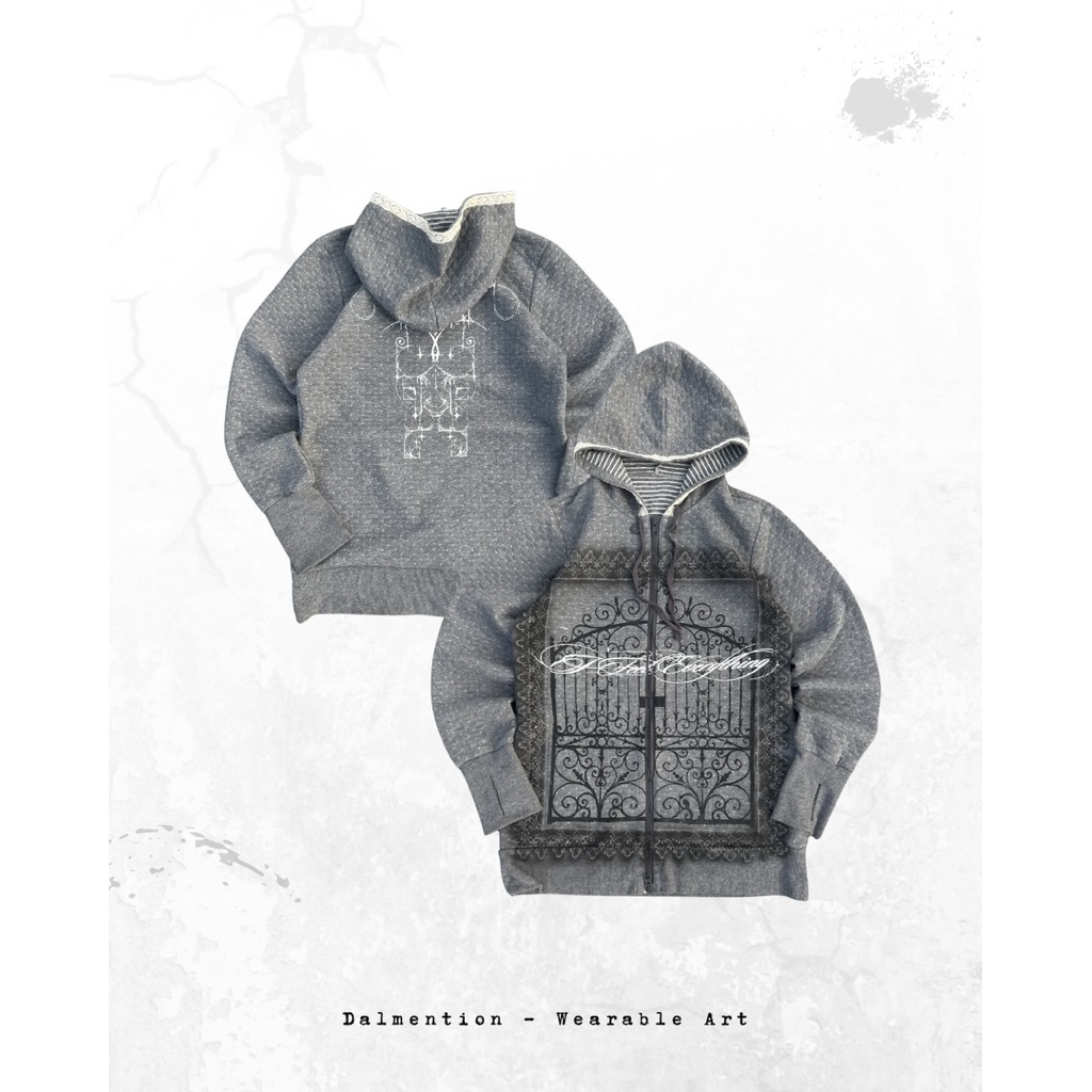 Reworked Hoodie Zipper Punk Goth Alternative Grunge Cybersigilism Y2K