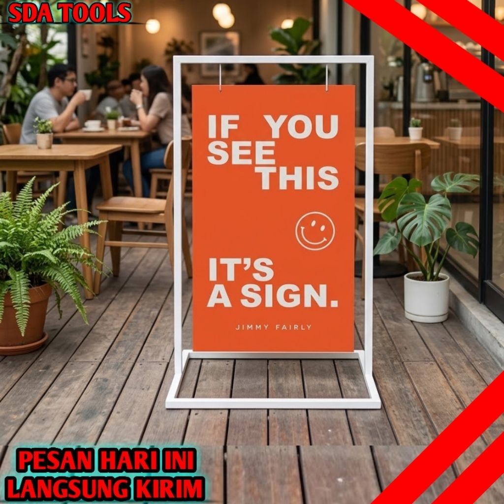 Standing Banner Hollow Minimalis Papan Nama Jualan