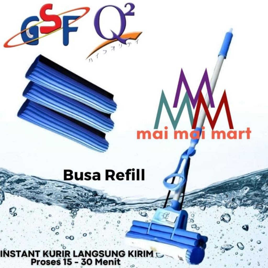 REFILL KAIN PEL BUSA Keras Pembersih lantai Pel Sodok Peras Tarik Otomatis Q2 GSF