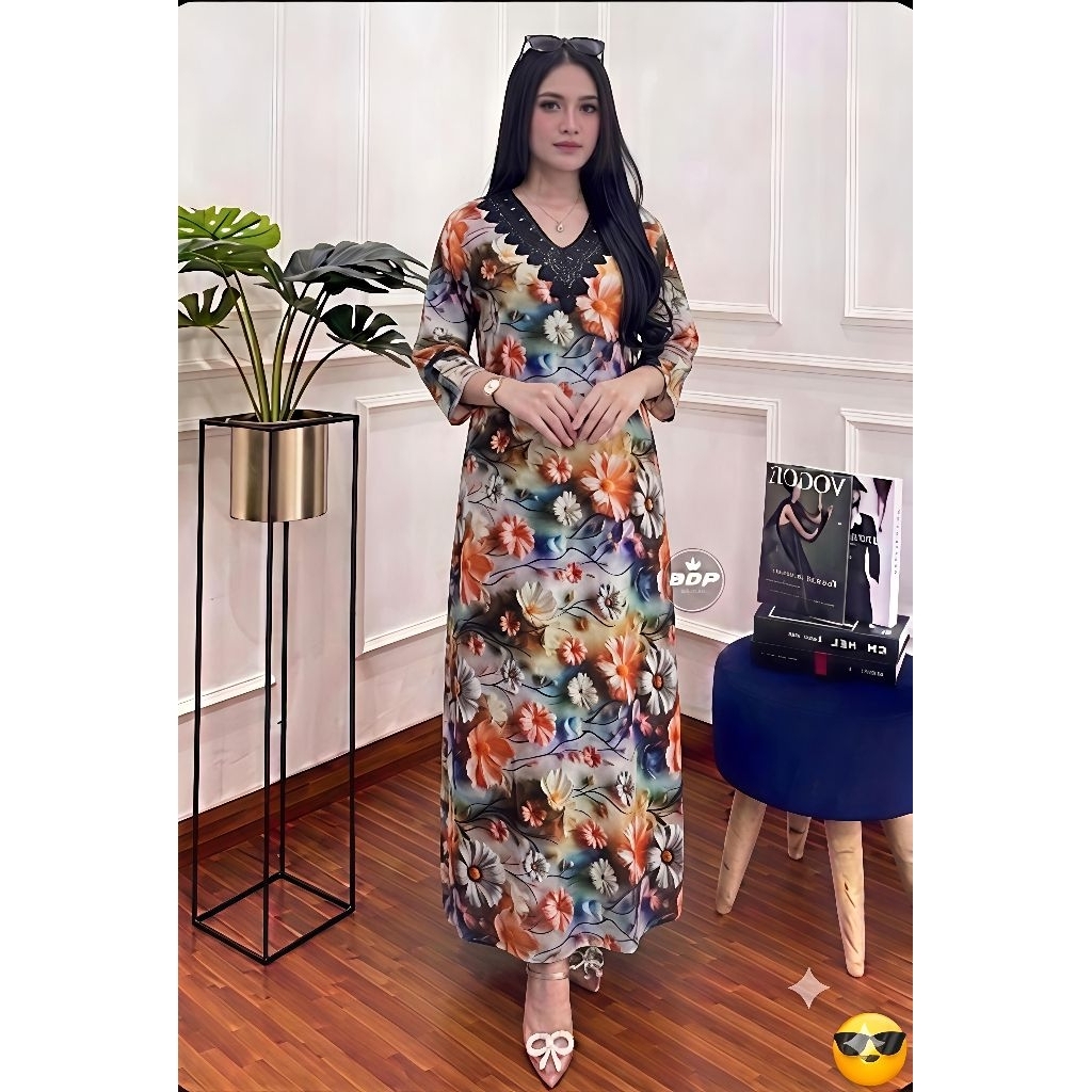 Daster dewasa lengan 3/4 all size BB 40-65 KILO kain rayon premium adem menyerap keringat