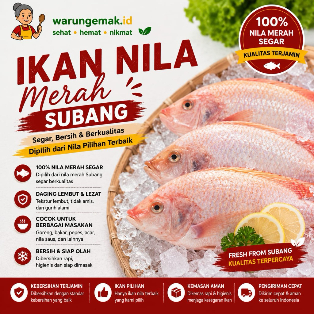 Ikan Nila Merah & Hitam Subang Segar Premium Siap Olah Fresh Frozen Berkualitas