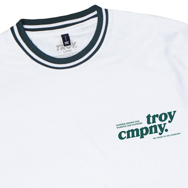 Troy Company Striped Rib Tshirt White Warm The Summer - Kaos Pria Lengan Pendek Putih KST 3037-2G1W