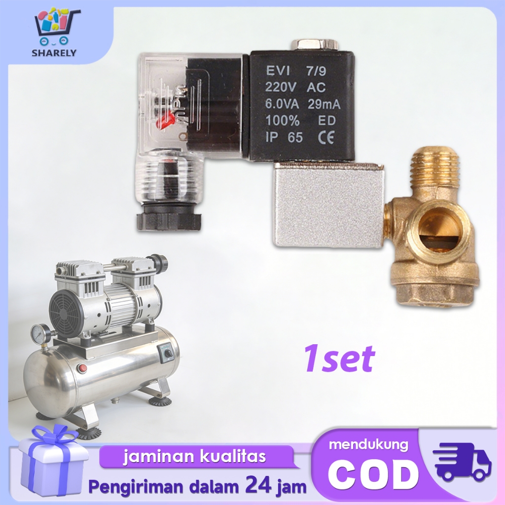 Selenoid + Check Valve Kompresor Oilless 220V Selenoid Valve 1hp Dengan Lampu