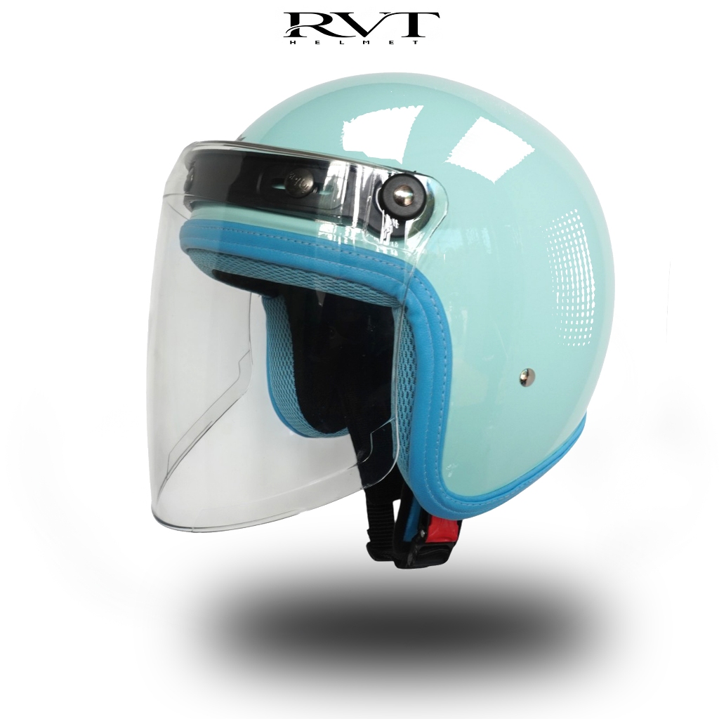 Original Helm RVT Luna Iner Biru List Kulit Helem Retro Classic Bogo Wanita Hijab Warna Baby Green