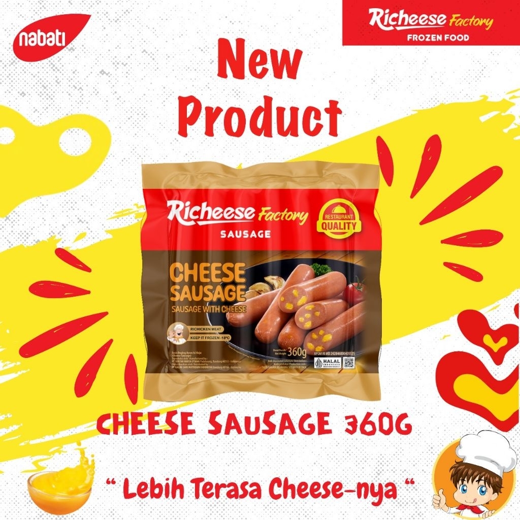 Richeese Factory Sausage Cheese 360g - Sosis Ayam Isi Saus Keju Melt