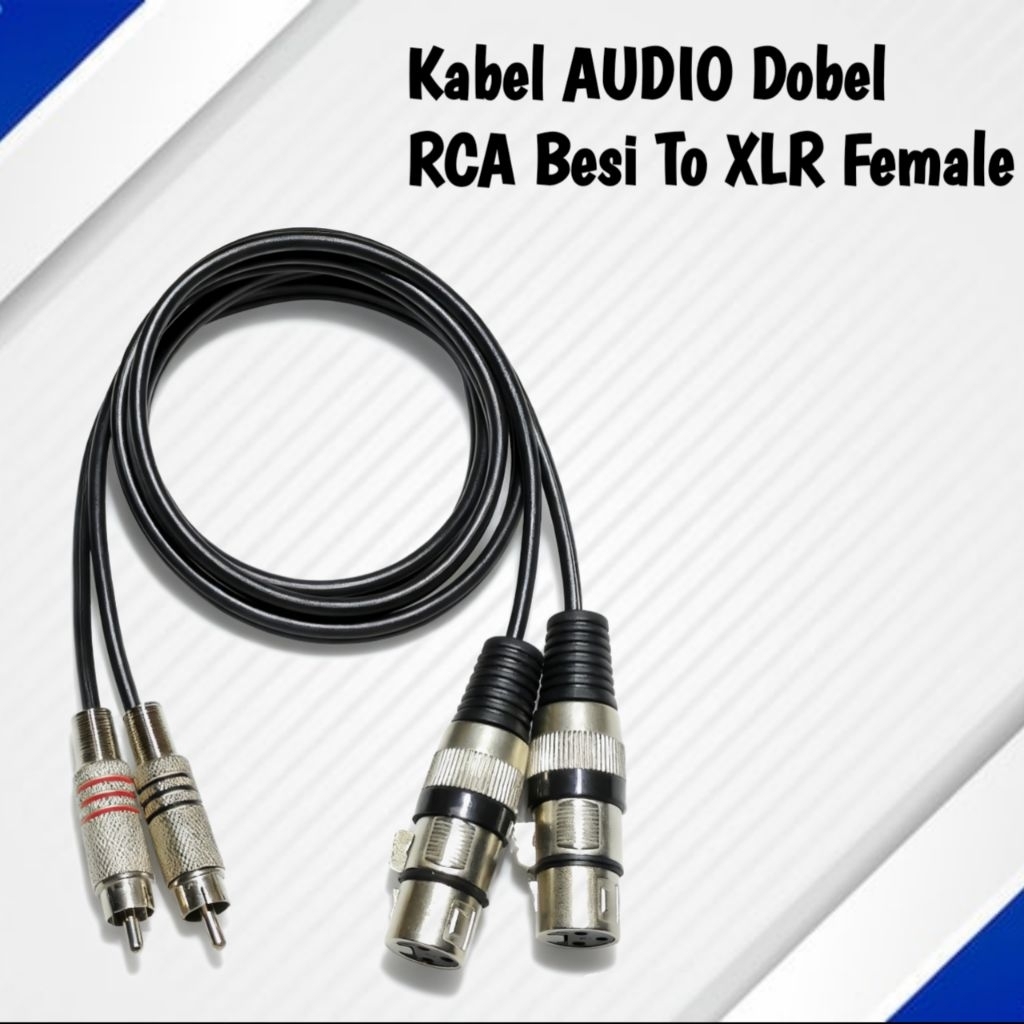 Kabel Input Dobel 2-2 Jek RCA Besi To Jek XLR Canon Female Panjang 1 Meter