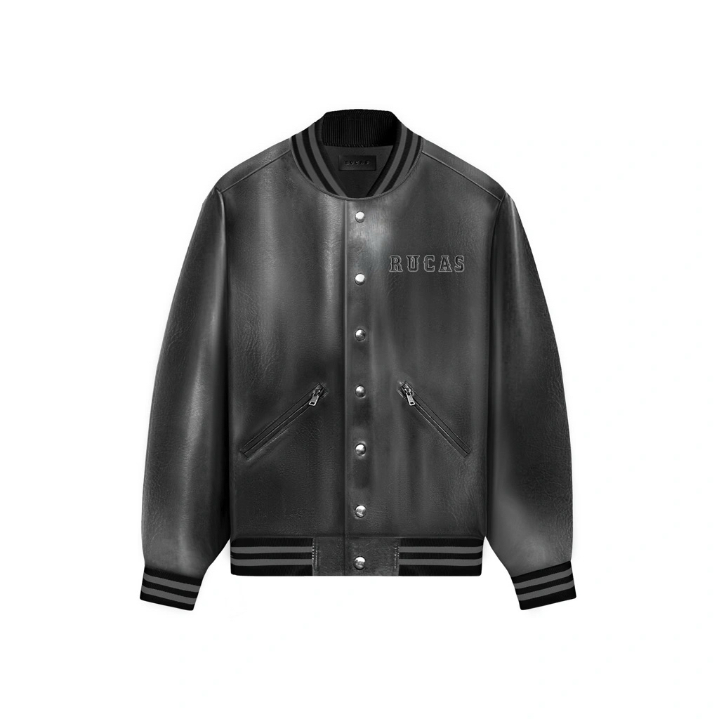 (100% original) RUCAS Initial Gredient Grey Leather Jacket | RUCAS White Python Leather Jacket