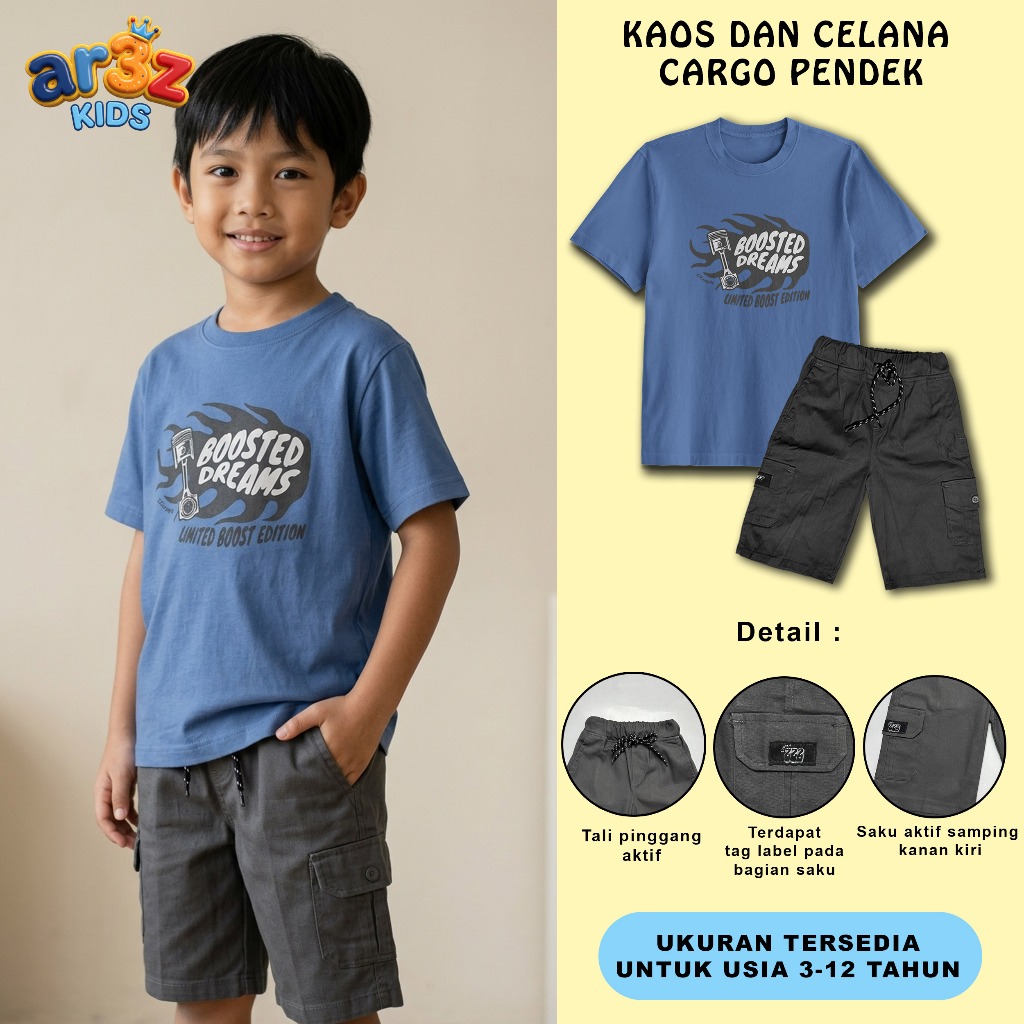 Setelan Kaos Denim Anak Usia  Warna Denim Z12