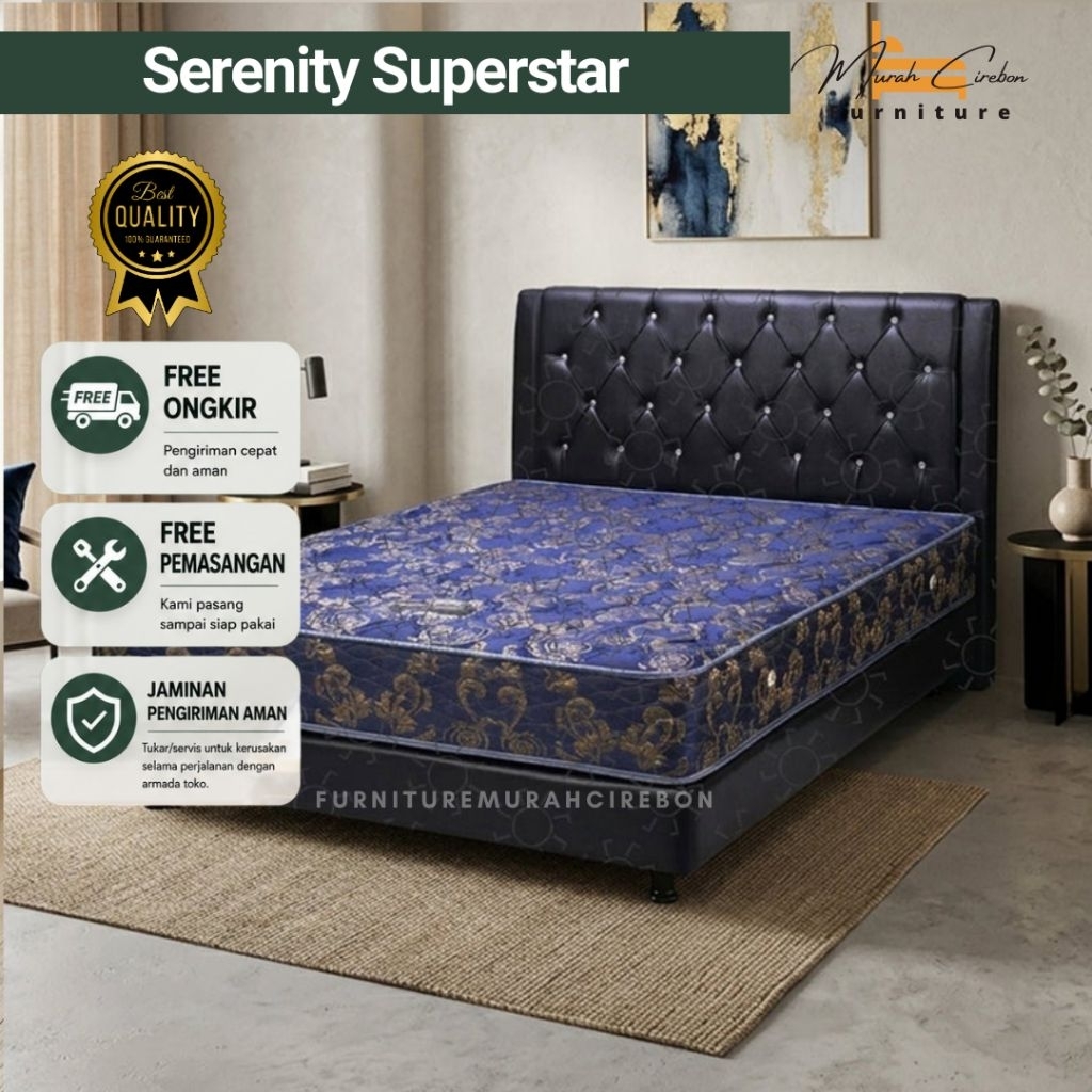 Springbed Elite Serenity Superstar Tebal 26cm - Set Dipan Kasur Spring Bed Elit - Satu Set Tempat Ti