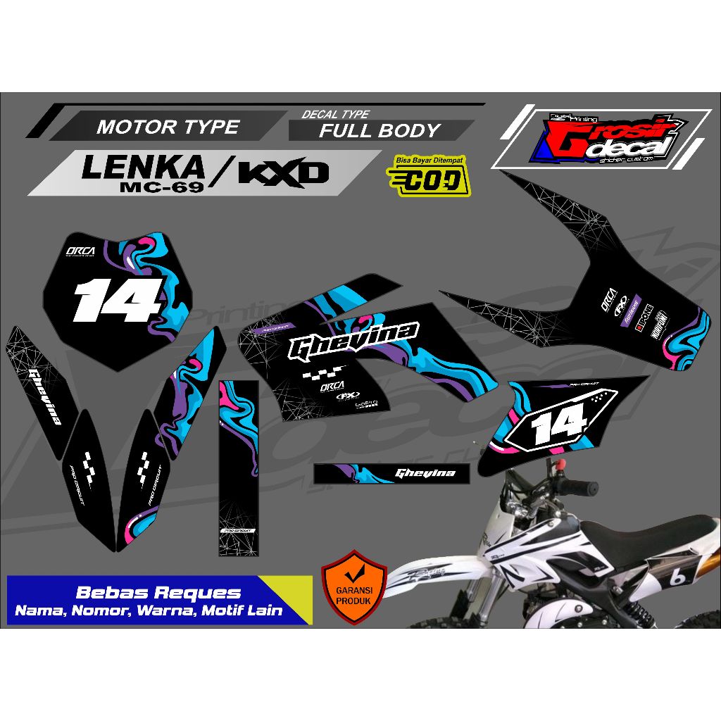 Sticker Stiker Trail Mini LENKA MC69 / UTX 50cc / KXD 50cc MT2 50cc Full Body Bebas Reques