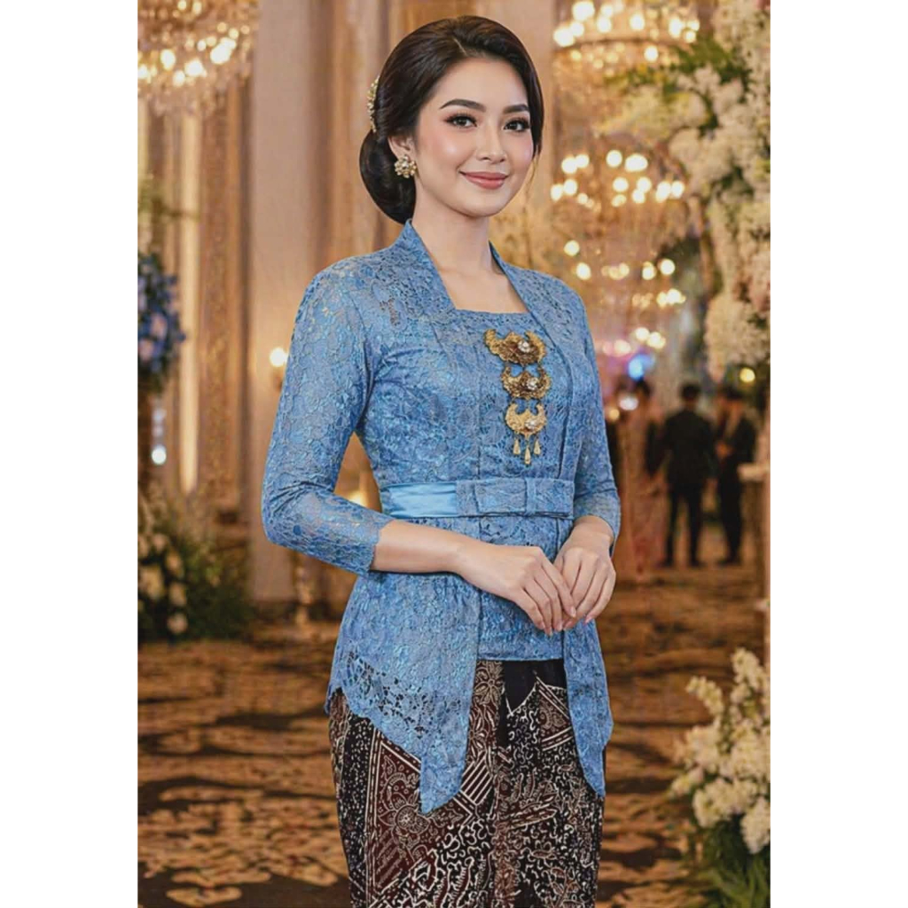 Kebaya Jadi Medan BIRU LIMITED ATASAN KEBAYA KUTUBARU FREE OBI LENGAN 7/8 BAHAN BROKAT SEMI PRANCIS 