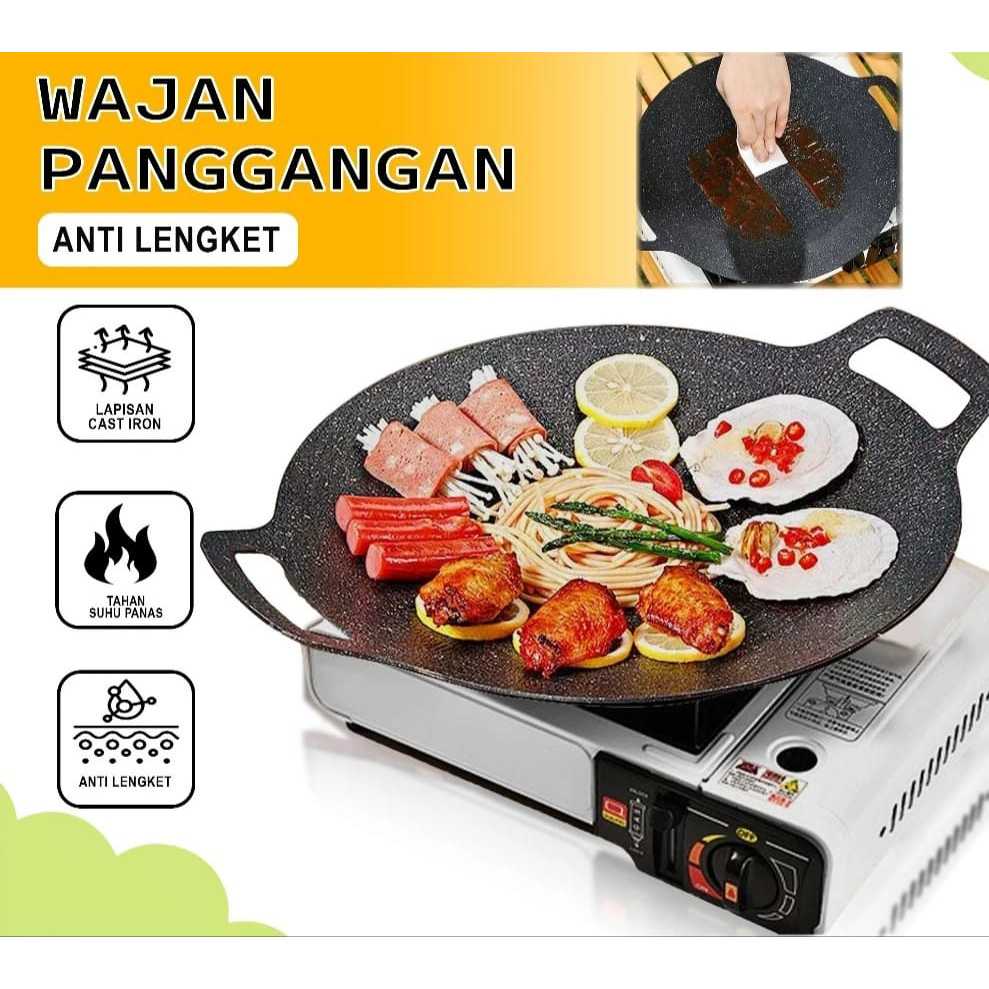 BBQ GRILL PAN KOREA WAJAN BULAT ANTI LENGKET , Round grill, Panggangan  grill BBQ, BBQ pemanggang 32