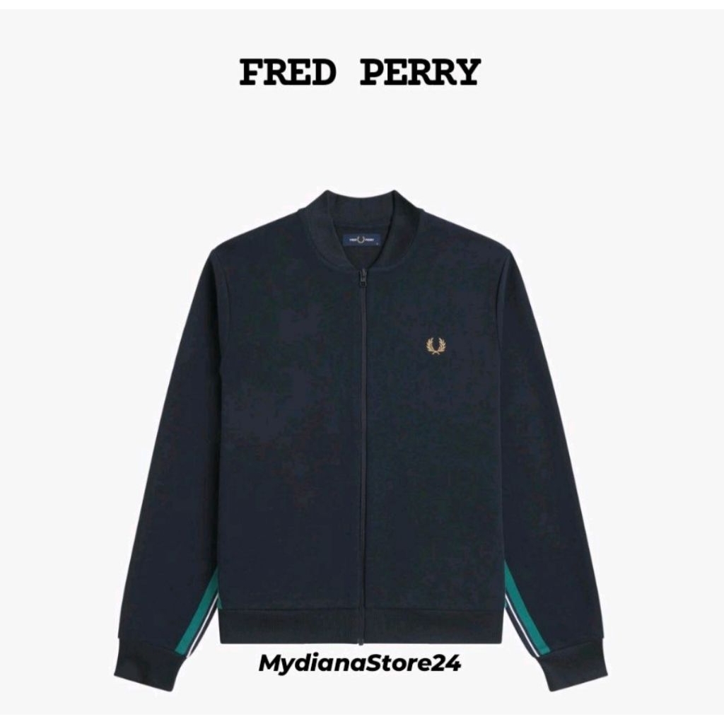 FRED PERRY - FRED PERRY STRIPE TAPE TRACK JACKET - NAVY